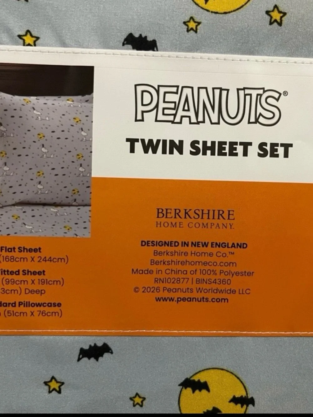 Halloween Peanuts Twin Sheet Set - Peanuts Halloween Ghost Boo Twin Sheet Set